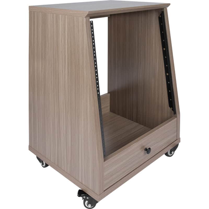 Gator Elite Furniture Series 12U Angled Studio Rack with Locking Casters Driftwood Grey Finish image 1