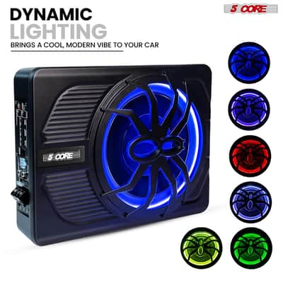 5Core 10 inch Slim Under Seat Car Audio Subwoofer 800W Built in Amplifier Sub Woofer LED Light image 3