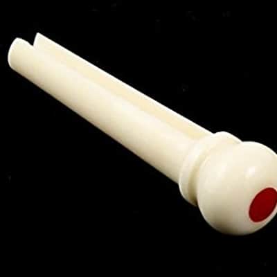 Set of 6 Slotted Camel Bone Bridge Pins, Red Jasper Stone Dots