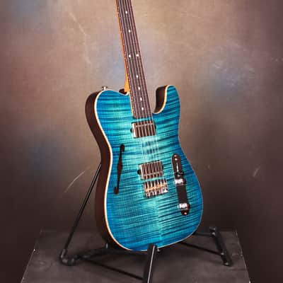 Suhr Alt T Flame Top Limited Trans Whale Blue Brand new image 5