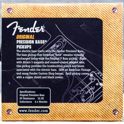 Fender Original Precision Bass Pickup Set Enamel-Coated Alnico 5 Black Covers image 5