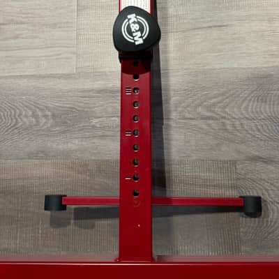 K&M 18810 Omega Table-Style Keyboard Stand, Ruby Red W/ included K&M Laptop Holder AND K&M iPad Mic Stand Holder image 11