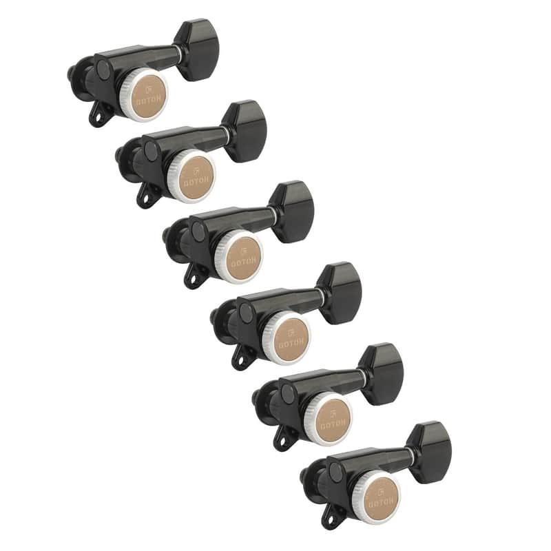 Gotoh Magnum Lock-Trad 6-In-Line Guitar Tuners, Black image 1
