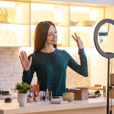 iDance LED Ring Light with Cell Phone Holder, 10", USB Powered with Bluetooth Remote Control and Foldable Adjustable Tripod Stand, Selfie, Makeup Ring Light image 9
