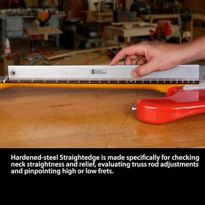 StewMac Basic Guitar Setup Kit - Inches | Includes String Action Gauge, 18" Precision Straightedge, and 9 Understring Radius Gauges | Professional, Accurate, and Easy to Read Luthier Tools image 4