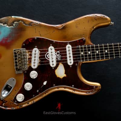 Fender Stratocaster 60th Anniversary Rusty Gold Heavy Aged Relic by East Gloves Customs image 5