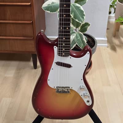 1962 Fender Musicmaster Sunburst FLAME Neck PRE-CBS Brazilian Rosewood slab board Maroon Burst American Vintage 60s 1960's USA baby stratocaster 3/4 short scale figured Music Master guitar image 18