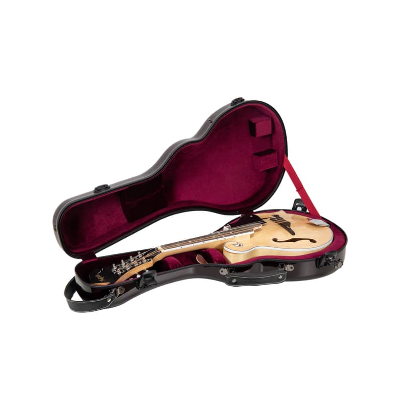 Crossrock Air Carbon Mandolin Case for F-Style (Fits Gibson F5) | Gloss 3K Carbon Weave Finish in Crimson Red, TSA Lock, Backpack Straps, Dust Cover – Elite Flight Case image 1