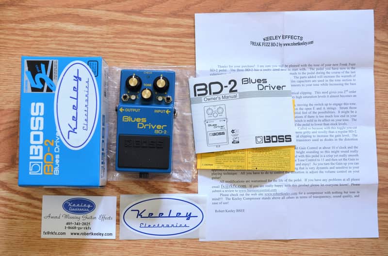 Boss BD-2 Blues Driver w/ Keeley Freak Fuzz Mod Blue | Reverb