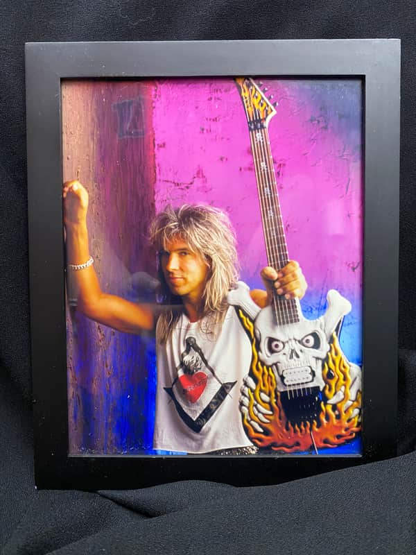 GEORGE LYNCH - Dokken Framed Black Wood 8x10 Photo ESP Screaming Skull Jimmy Diresta Masonic Guitar image 1