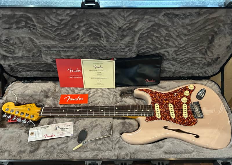 Fender American Professional II FSR Thinline Stratocaster - Transparent Shell Pink /8lbs. 1.8oz #US240023798 image 1