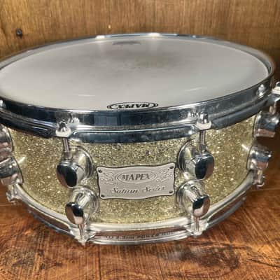 Mapex 14X5.5 Saturn Series Maple / Walnut Antique White Sparkle Snare Drum image 1