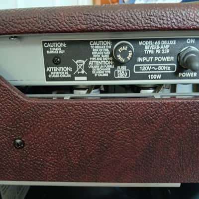Fender '65 Deluxe Reverb Reissue "Bordeaux Blues" FSR Limited Edition 22-Watt 1x12" Guitar Combo 2021- Wine Red image 5
