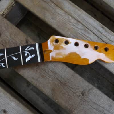 Fatboy tree of life Canadian Maple on rosewood T guitar neck stainless steel frets bone nut image 3