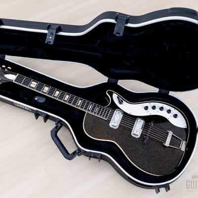 1960 Silvertone Stratotone Jupiter 1423 Vintage Guitar by Harmony USA w/ DeArmond Gold Foils, Case image 24