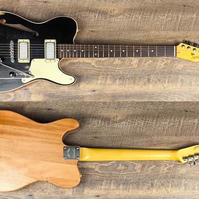 MyDream Partcaster Custom Built - Black Thinline Silver Foil PAF image 1