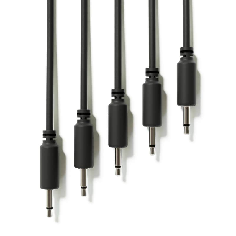 ExcelValley [Black | 90 cm - 35.43"] 5-Pack - Mono Modular Patch Cables Eurorack Synthesizer image 1