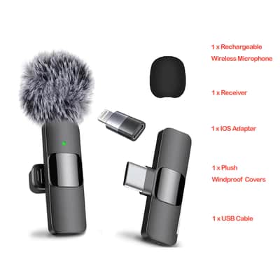 Wireless Lavalier Microphone for iPhone Android Recording Interview Podcast Video image 7