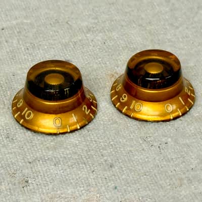 1950's Gibson Guitar Gold Bonnet Knobs Set of 2 Les Paul Burst ES 335 1955-1960 image 8