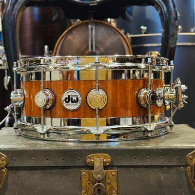 Walfredo Reyes Jr Collection DW Collectors 6 x14 Maple Mahogany Stainless Steel Edge Snare Drum - Natural Lacquer over Mahogany Gloss image 6