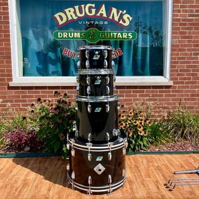1970s Ludwig Smoke Black Vistalite Big Beat Drum Set 22/12/13/16 image 3