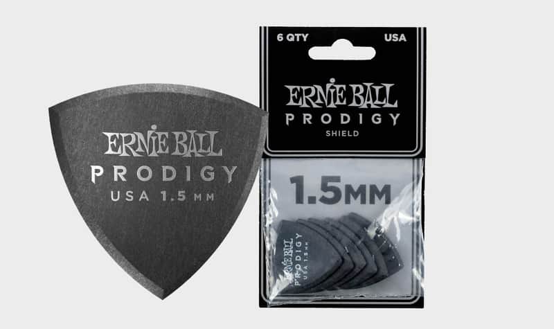 1.5mm Black Shield Prodigy Picks 6-Pack Precision Machined High-Density Non-Slip-Textured Delrin Sharp-Attack Design image 1