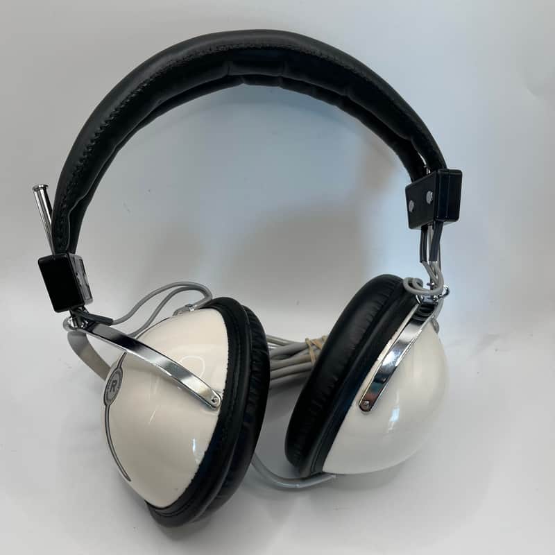 HP-101 Vintage Stereo Headphones Cream White Retro Over Ear Made in Japan image 1
