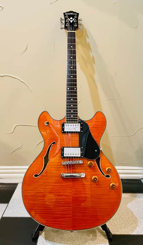 Washburn HB-30DL-AM Deluxe Semi Hollow Guitar Flame Maple Body