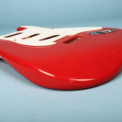 1994 Squier Stratocaster Ferrari Red Guitar Body w/ Pickguard image 7