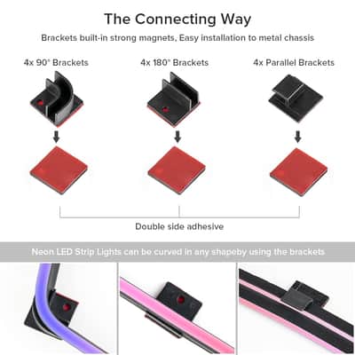 Neon Rgb Pc Light Strip 2Pcs 19.7In Rgb Led Strip For 12V 4-Pin Rgb Led Headers For Asus Aura Sync, Gigabyte Rgb Fusion, Msi Mystic Light, Asrock Rgb image 4