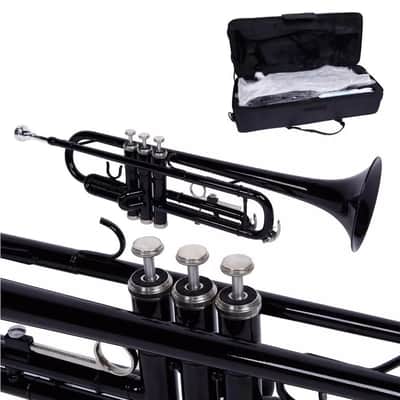 Black Bb Beginner Trumpet with Case, Gloves & Mouthpiece – Perfect for Students & School Bands image 2