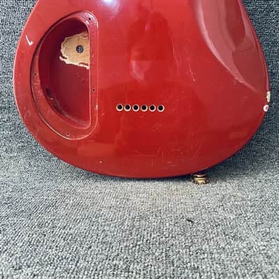Red Single Humbucker Guitar Body with String Through Bridge image 7