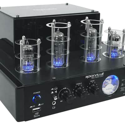Rockville Bluetooth Tube Amplifier/Home Receiver+(2) Dark Wood Tower Speakers image 14