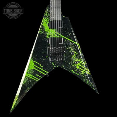 ESP USA V-II Alien Blood Splatter NTB Floyd Rose Black Hardware Fishman Fluence w/Case image 1