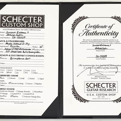 Schecter USA Custom Sunset Extreme 7 Stabilized Top Guitar 2039 image 9