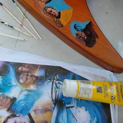 Electric Bass Guitar Star Trek Trekkie Motif Handmade by Bluebeberry with SEymour Duncan Double P Pickups image 15