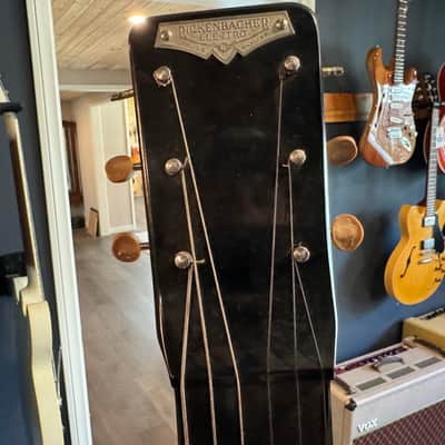 Rickenbacker Electro Model B Lap Steel 1940s Black Bakelite with White Plates with 1930s Matching Amp image 4