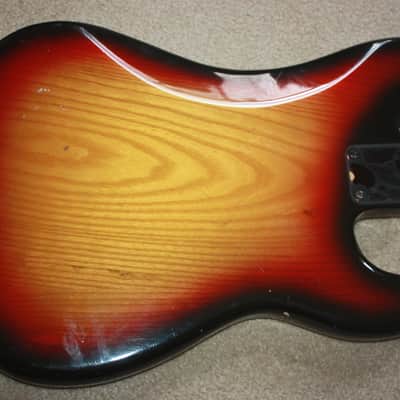 1974 1975 1976 Fender Precision Bass body sunburst lefty left-handed left hand image 4