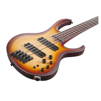Ibanez BTB Bass Workshop 5-String Multi-Scale Electric Bass Guitar with Rosewood Fretboard (Natural Browned Burst Flat) image 4