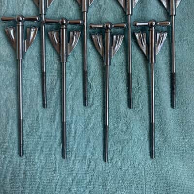 Ludwig Lot of 8 Bowtie Clubdate Pre Serial Bass Drum Tension Rods + Claws 7” 60s - Chrome image 2