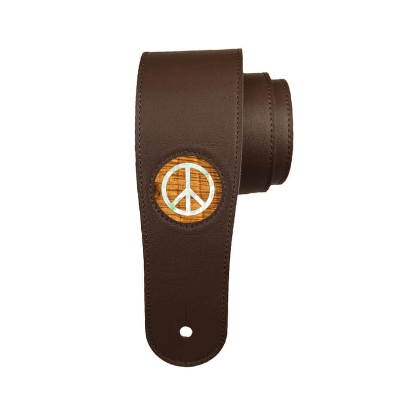 Thalia Premium Leather Strap w/AAA Curly Koa and Pearl Peace Sign Inlay SDCPP-SR image 1