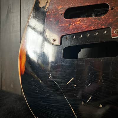 Relic Stratocaster body - Black over Three Tone Sunburst Alder strat body, Jozo Reece guitars image 5