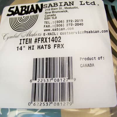 Sabian FRX 14” Hi Hat Cymbals/Natural Finish/Model # FRX1402/Brand New image 8