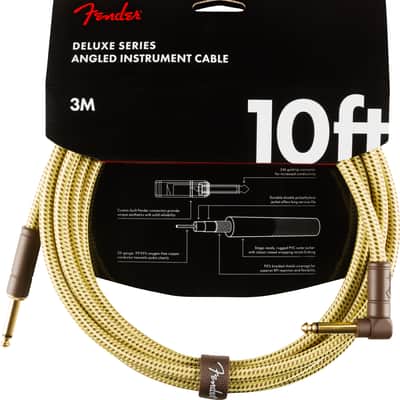 Fender Deluxe Series Instrument Cable Straight/Angled 10' Tweed image 1