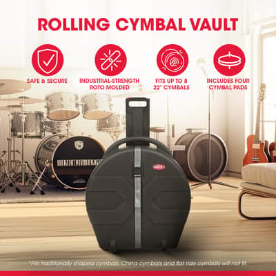 Immagine SKB Cases 22-Inch Rolling Cymbal Vault, Rolling Case for 22-Inch Cymbals, Holds Up to 8 Traditionally Shaped Cymbals, Includes Carrying Handle - 2