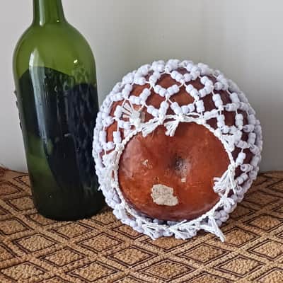 West Africa-style netted gourd rattle (sekere): medium-small image 2