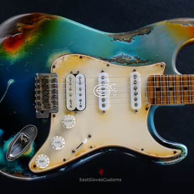 Fender Stratocaster HSS Galaxy Blue Aged Relic by East Gloves Customs (RARE) image 10