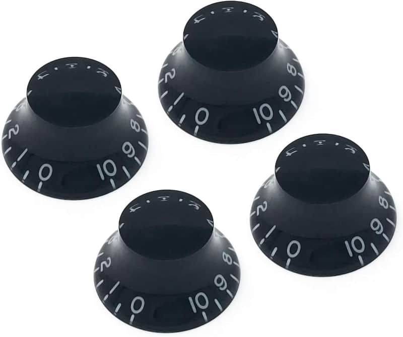 Black Top Hat Bell Knobs Left Hand (Lefty) Electric Guitar (Set of 4) image 1