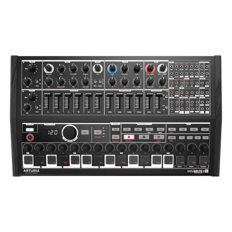 Arturia MiniBrute 2S Semi-Modular Analog Synthesizer and Step Sequencer with Steiner Parker Filter, 16 Encoders, and Basswood Body (Black) image 1