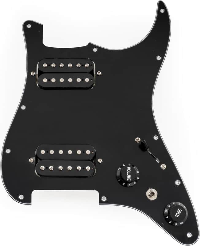 Pro-SE ST-HH-OMHA Pre-wired Pickguard with Alnico 5 Humbuckers Mini Toggle Switch for Strat Style Electric Guitar, 3Ply Black image 1